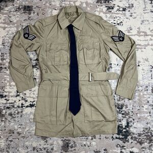 VTG 50s U.S. Military Air Force Men's Tan Cotton Tropical Jacket - Size 38 & TIE